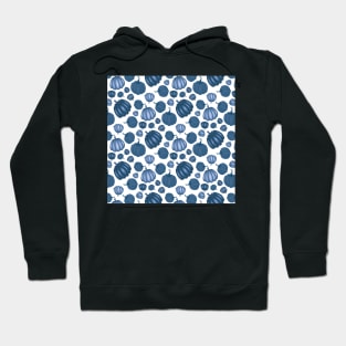 Pretty Blue Pumpkin Pattern on a White Background Hoodie